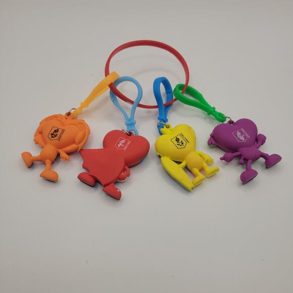 American Heart Association Kids Challenge Keychain Heart People Lot of 4 Clips - Picture 2 of 4